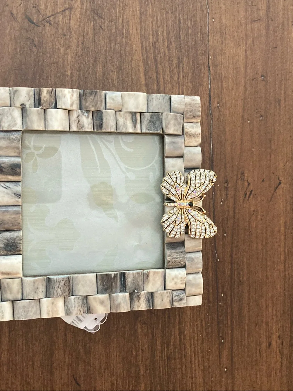 Butterfly Accent Mosaic Photo Frame - Beige Gray